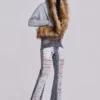 Zain Shredded Bootcut-Jeans in grijs