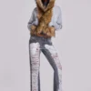 Zain Shredded Bootcut-Jeans in grijs