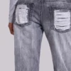 Zain Shredded Bootcut-Jeans in grijs