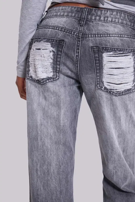 Zain Shredded Bootcut-Jeans in grijs