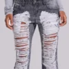 Zain Shredded Bootcut-Jeans in grijs