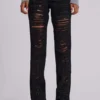Zain versnipperde bootcut-Jeans in zwart