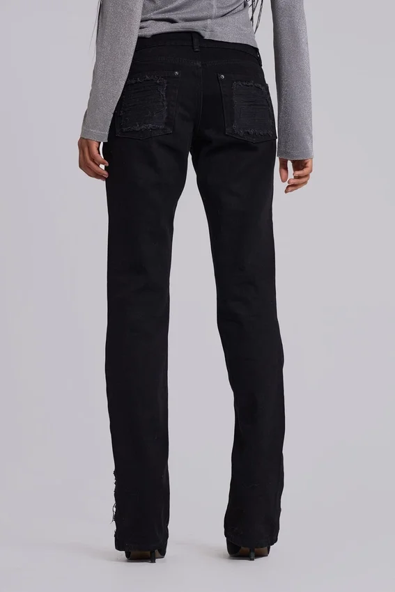 Zain versnipperde bootcut-Jeans in zwart