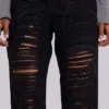 Zain versnipperde bootcut-Jeans in zwart