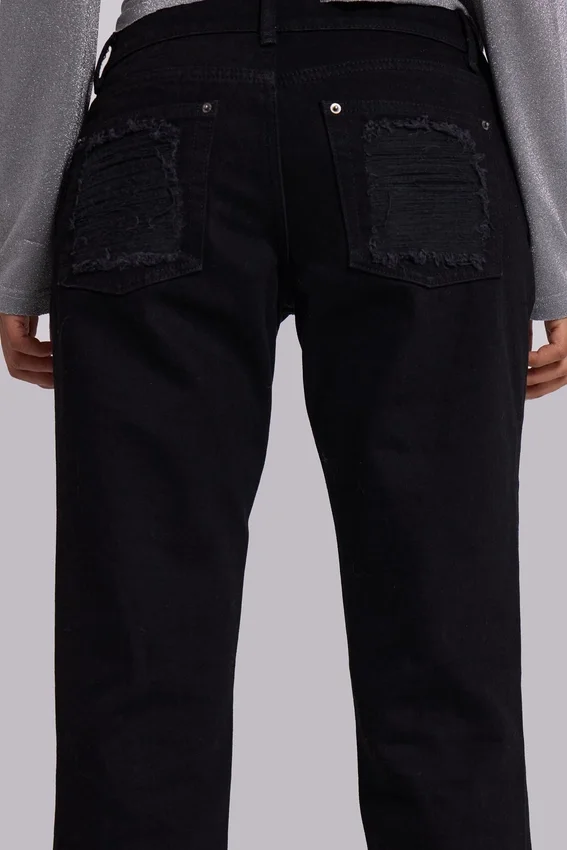 Zain versnipperde bootcut-Jeans in zwart