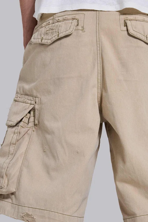 Zandkleurige cargoshorts