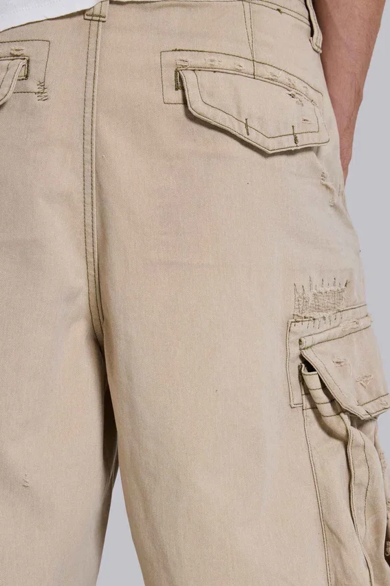 Zandkleurige cargoshorts