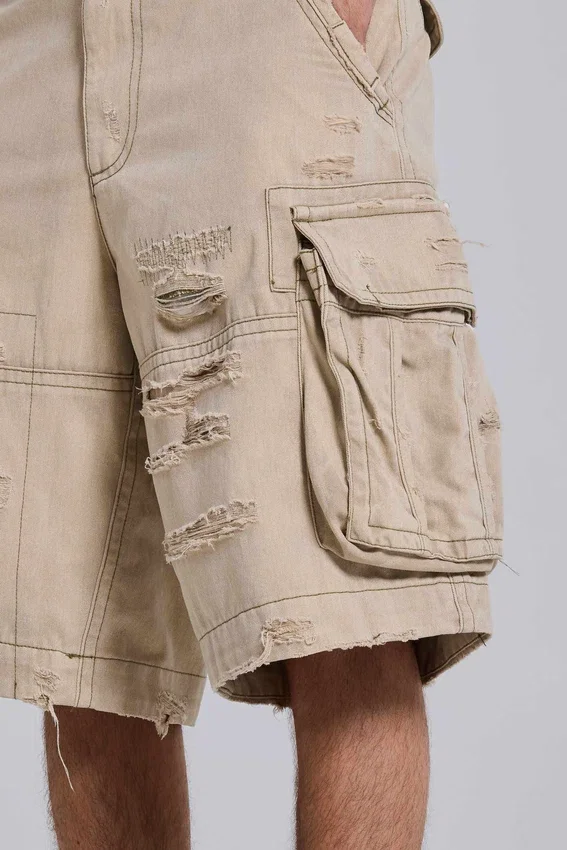 Zandkleurige cargoshorts