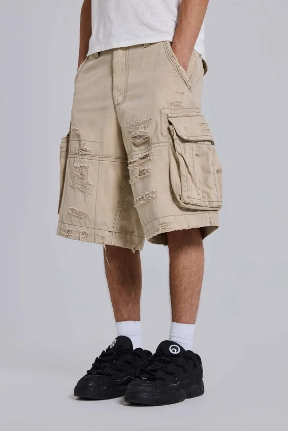 Zandkleurige cargoshorts