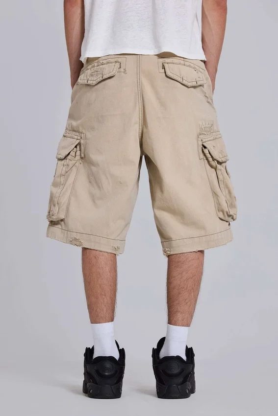 Zandkleurige cargoshorts