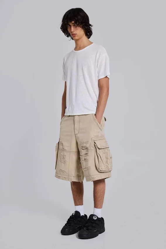 Zandkleurige cargoshorts
