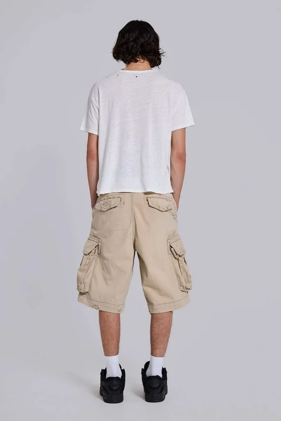 Zandkleurige cargoshorts