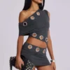 Zarco asymmetrische mini-jurk met oogjes