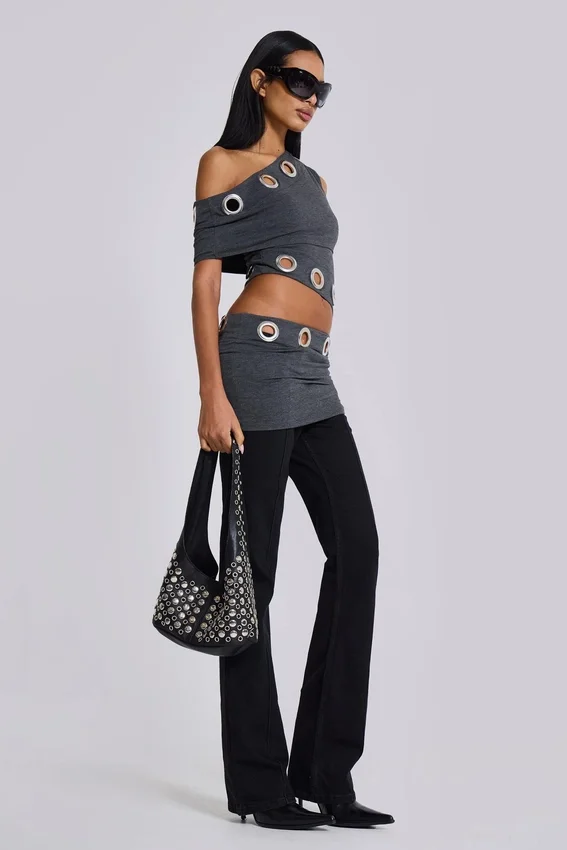 Zarco asymmetrische mini-jurk met oogjes