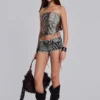 Zebra-denim hotpants