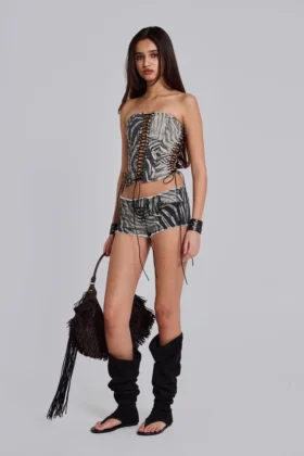 Zebra-denim hotpants