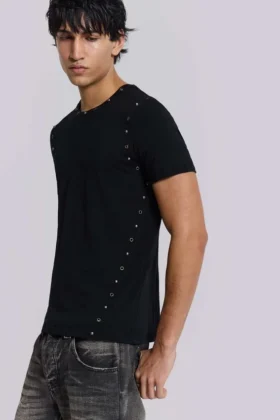 Zwart Mist-T-shirt met studs