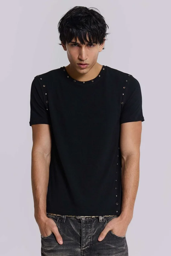 Zwart Mist-T-shirt met studs