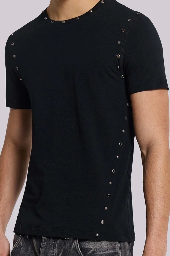 Zwart Mist-T-shirt met studs