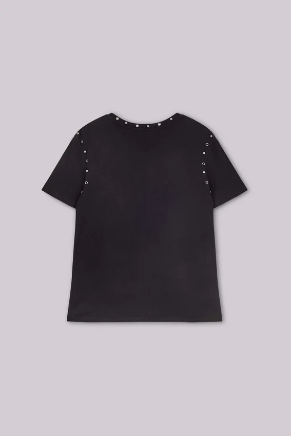 Zwart Mist-T-shirt met studs