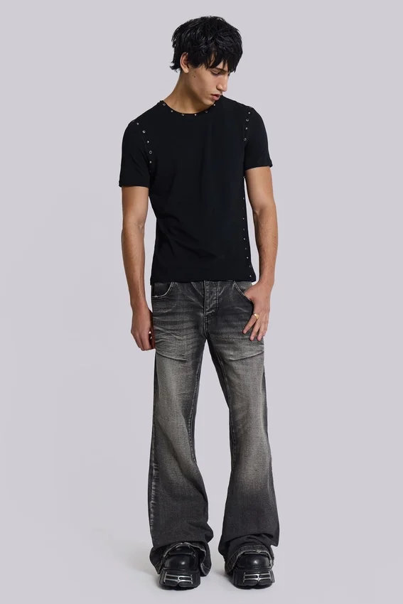 Zwart Mist-T-shirt met studs