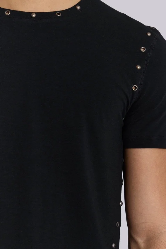 Zwart Mist-T-shirt met studs