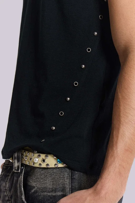 Zwart Mist-T-shirt met studs
