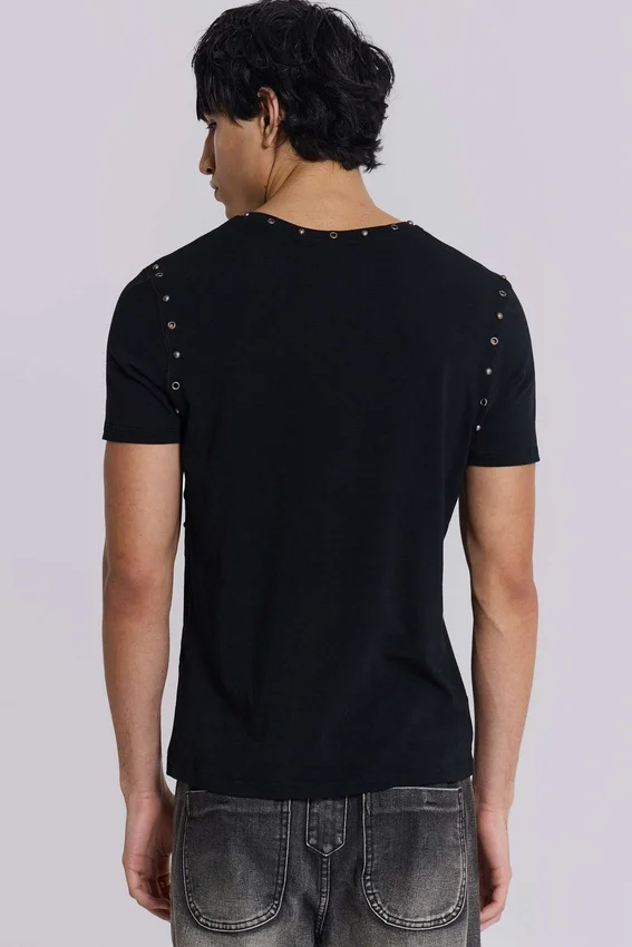 Zwart Mist-T-shirt met studs