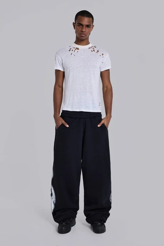Zwarte baggy Monster Joggers met gothic-print