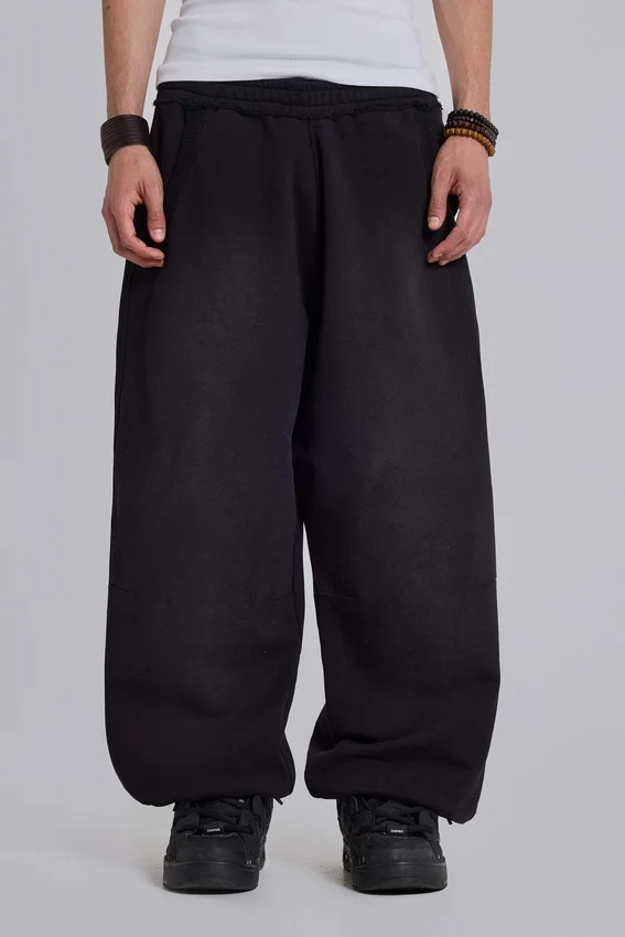 Zwarte baggy Monster Joggers met omgeslagen boorden