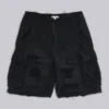 Zwarte Beach-cargoshorts met distressed-effect