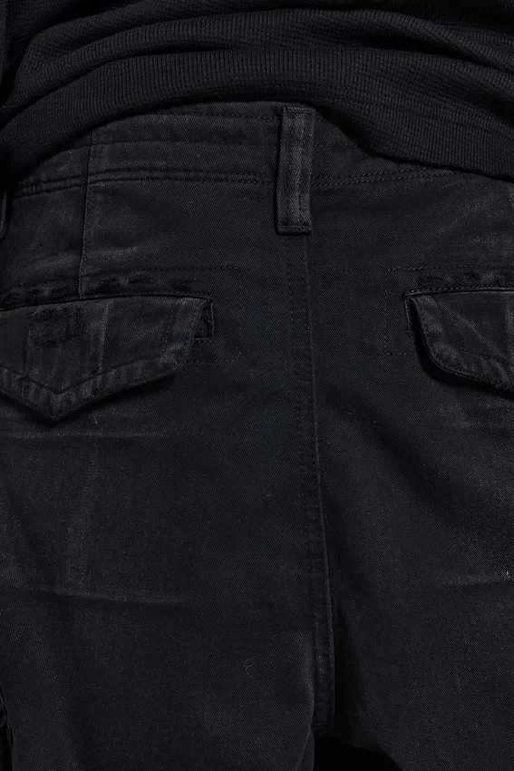 Zwarte Beach-cargoshorts met distressed-effect
