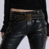 Zwarte Carbon Black Drift-broek met studs en bootcut