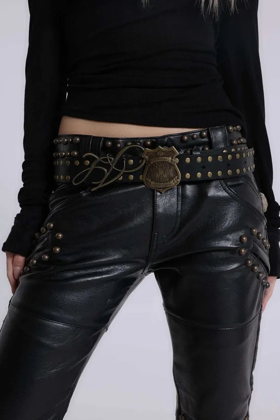 Zwarte Carbon Black Drift-broek met studs en bootcut