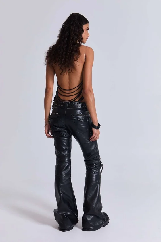 Zwarte Carbon Black Drift-broek met studs en bootcut