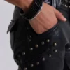Zwarte Carbon Black Drift-broek met studs en bootcut