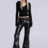 Zwarte Carbon Black Drift-broek met studs en bootcut