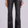 Zwarte Cooper PU-Jeans met uitlopende pijpen