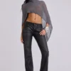 Zwarte Cooper PU-Jeans met uitlopende pijpen