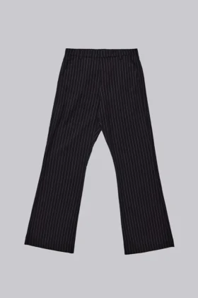 Zwarte gestreepte Stacked Bootcut-pakbroek