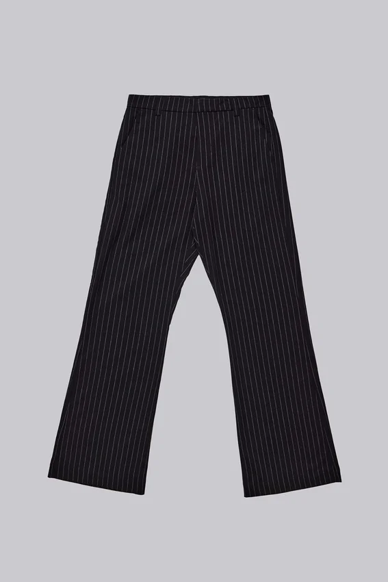 Zwarte gestreepte Stacked Bootcut-pakbroek