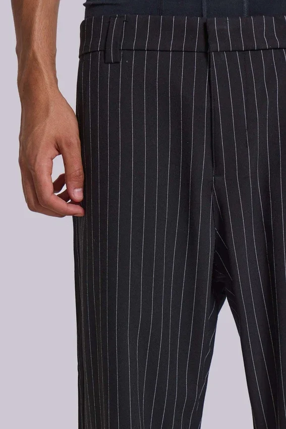 Zwarte gestreepte Stacked Bootcut-pakbroek