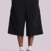 Zwarte Goliath-baggy-short met krijtstreep