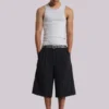 Zwarte Goliath-baggy-short met krijtstreep