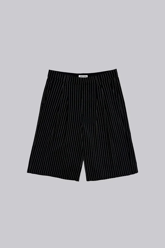 Zwarte Goliath-baggy-short met krijtstreep