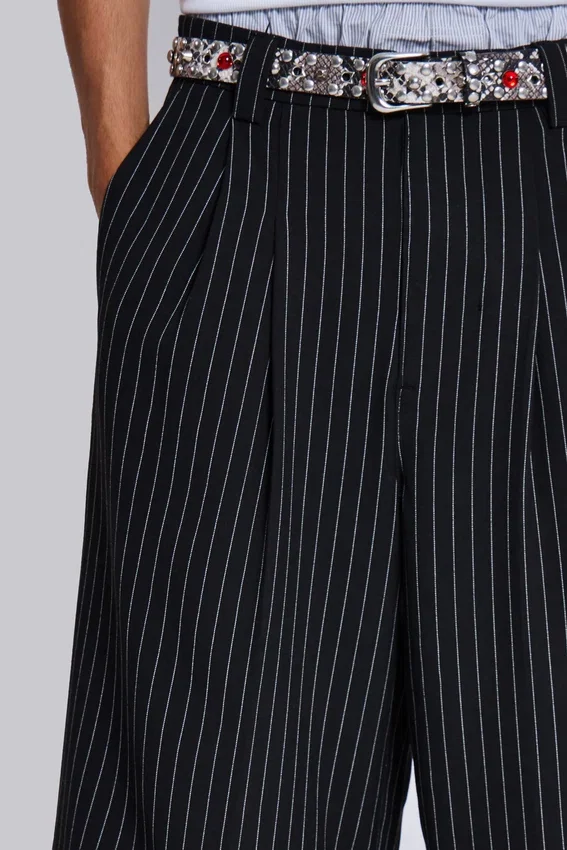 Zwarte Goliath-baggy-short met krijtstreep