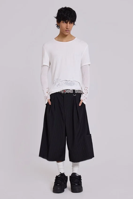 Zwarte Goliath baggy shorts met krijtstreep in XL