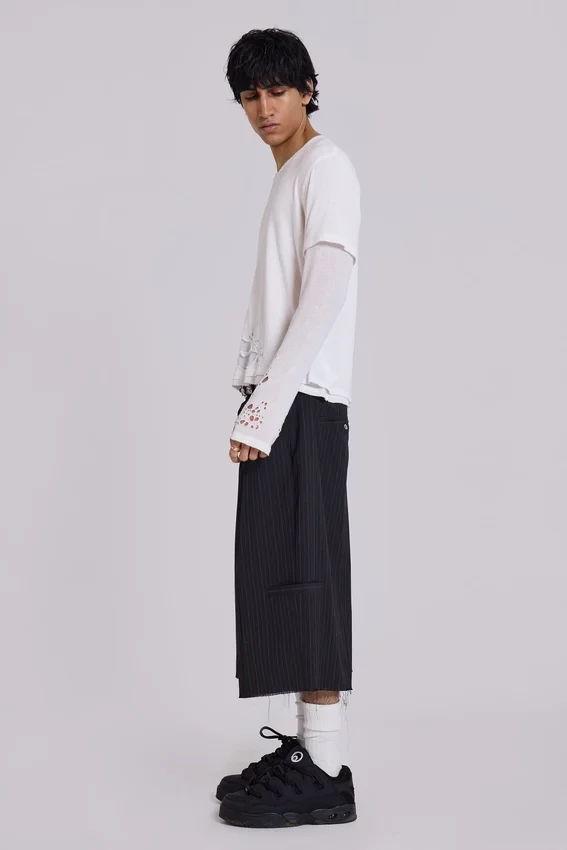 Zwarte Goliath baggy shorts met krijtstreep in XL