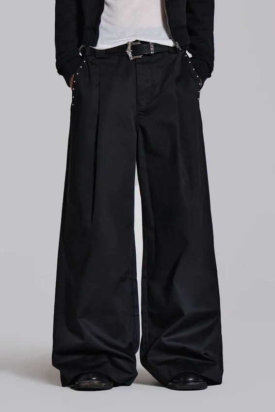 Zwarte Goliath-pakbroek met studs