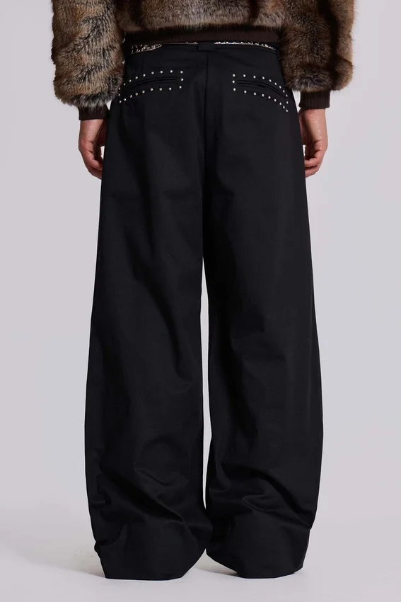 Zwarte Goliath-pakbroek met studs